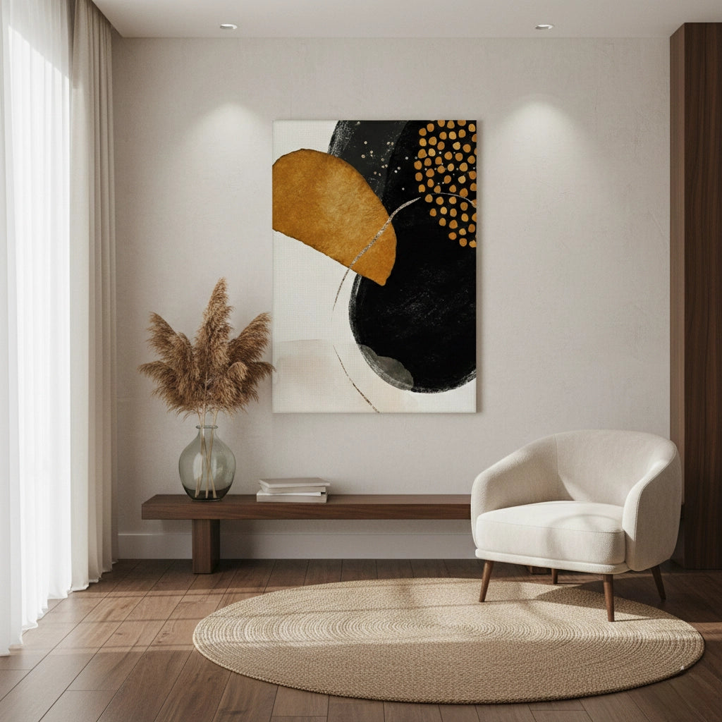 2Golden Eclipse Abstract - Canvas