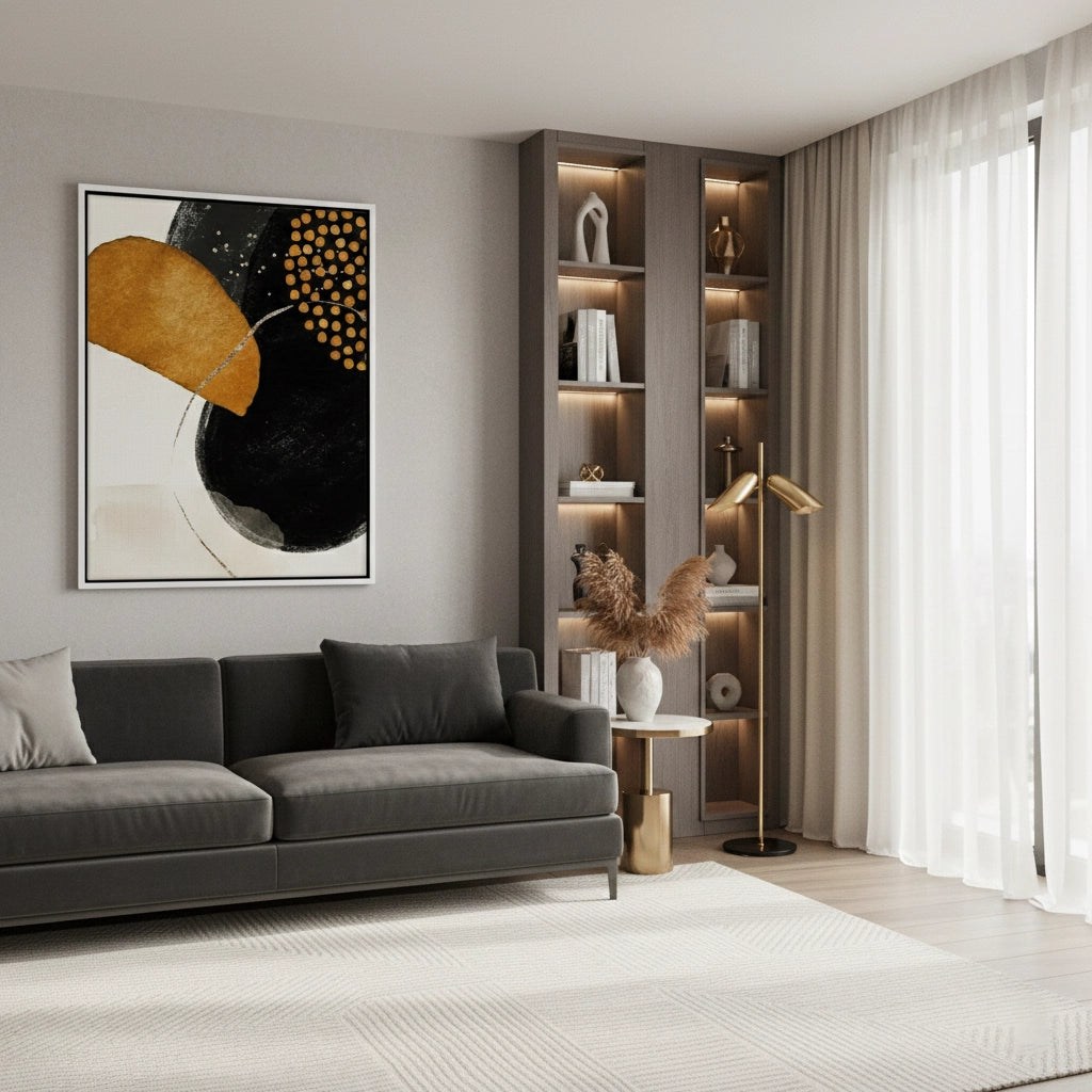 Golden Eclipse Abstract - Canvas