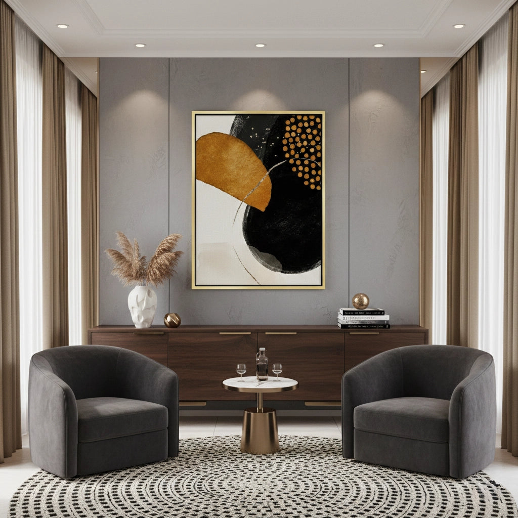 Golden Eclipse Abstract - Canvas