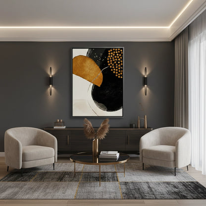 Golden Eclipse Abstract - Canvas