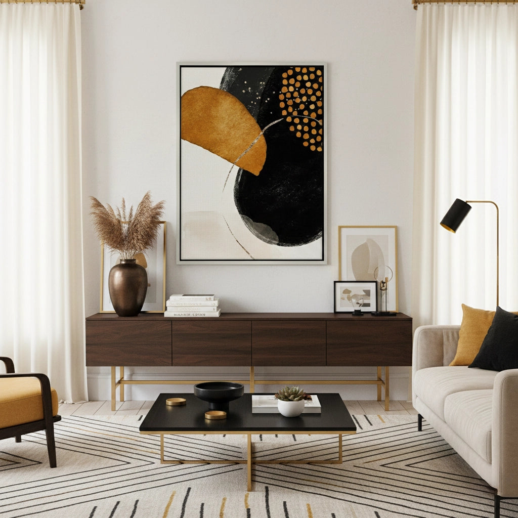 Golden Eclipse Abstract - Canvas