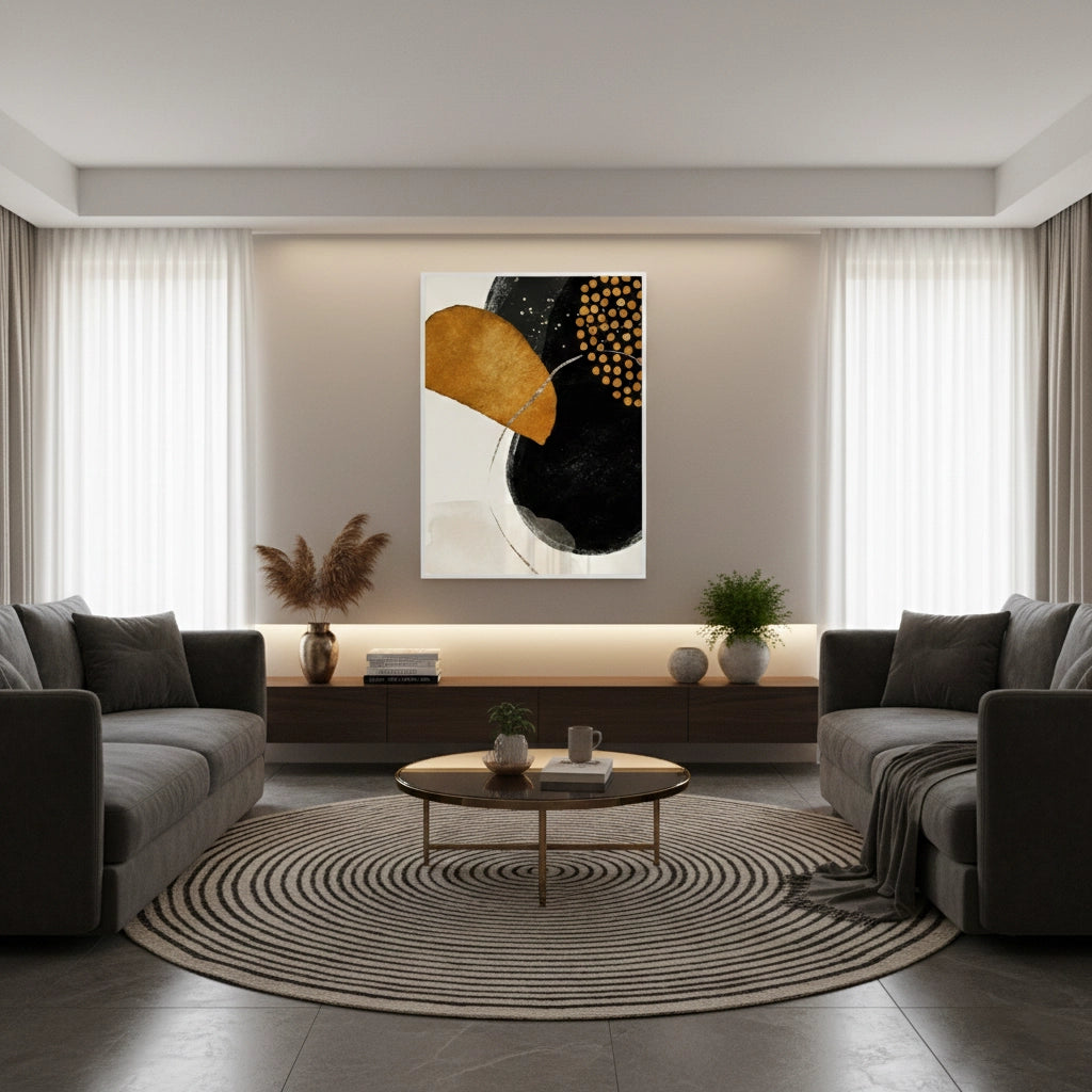 2Golden Eclipse Abstract - Fine Art