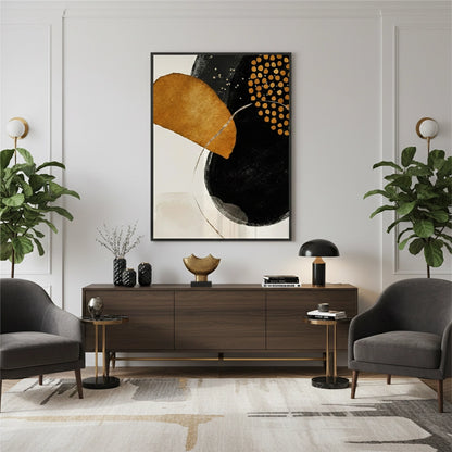 Golden Eclipse Abstract - Fine Art