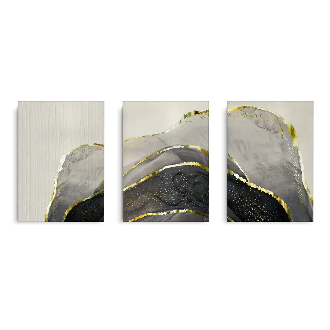 Golden Geode Set of 3 - Canvas - Jasmineart.ae