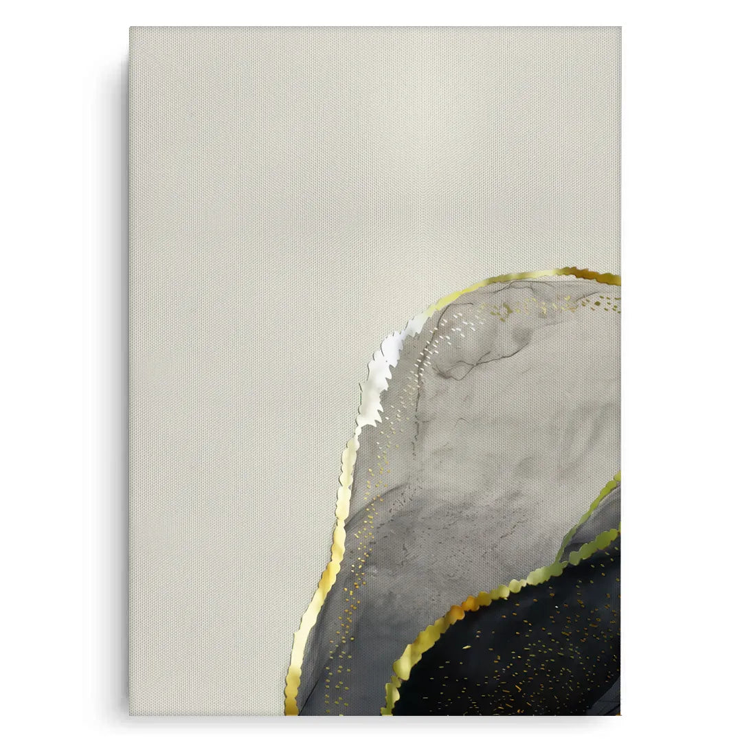 Abstract art piece with gold accents on a beige background
