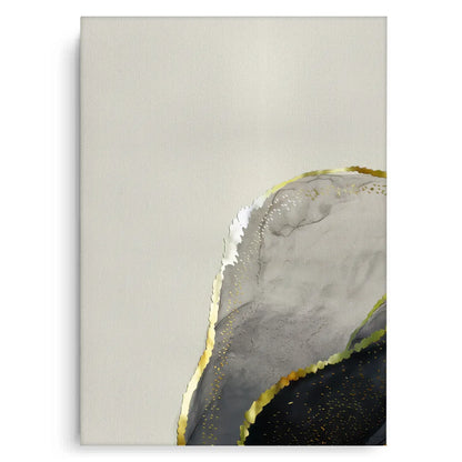 Abstract art piece with gold accents on a beige background