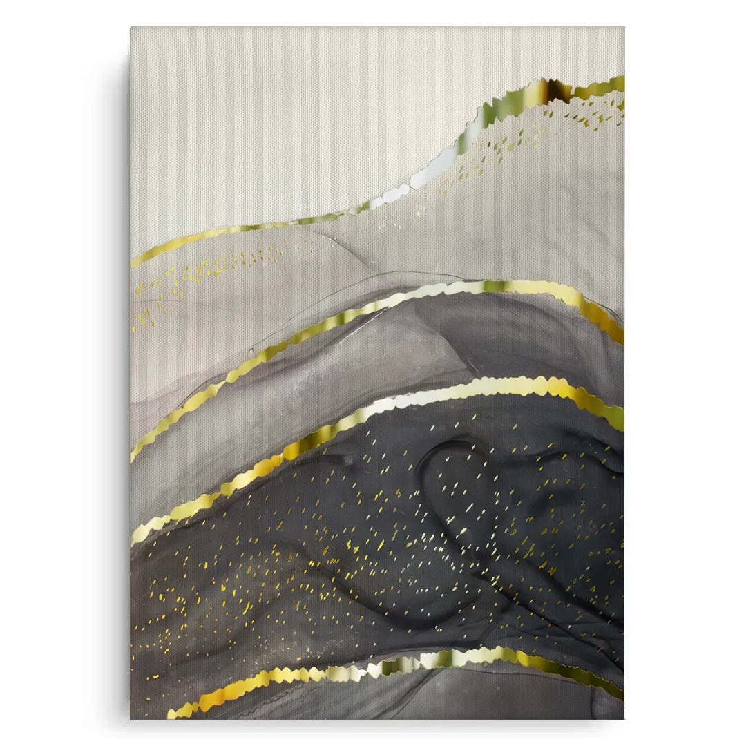 2Abstract art piece with gold accents on a beige background