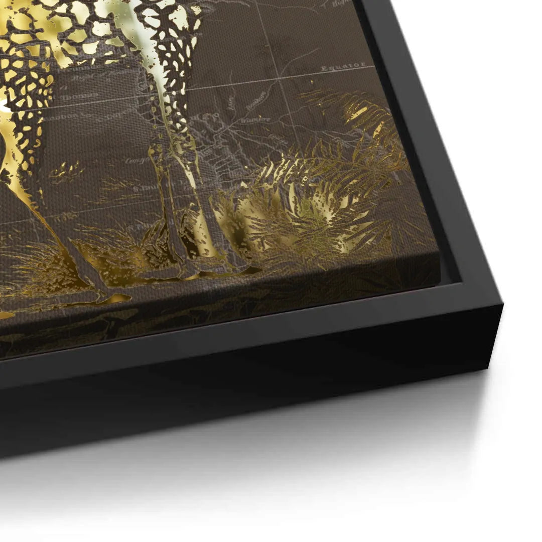 2Golden Giraffe on Vintage Map - Canvas
