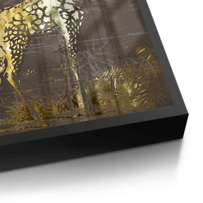 Golden Giraffe on Vintage Map - Fine Art