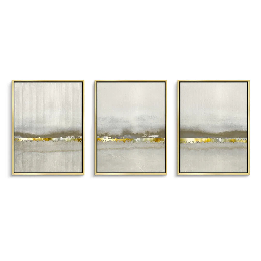 Golden Horizon Set of 3 - Canvas - Jasmineart.ae