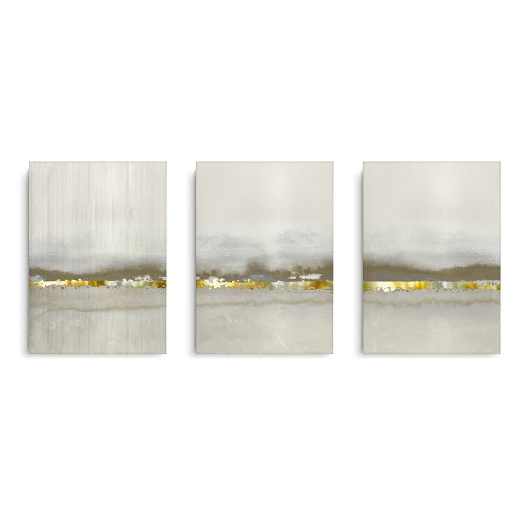 Golden Horizon Set of 3 - Canvas - Jasmineart.ae