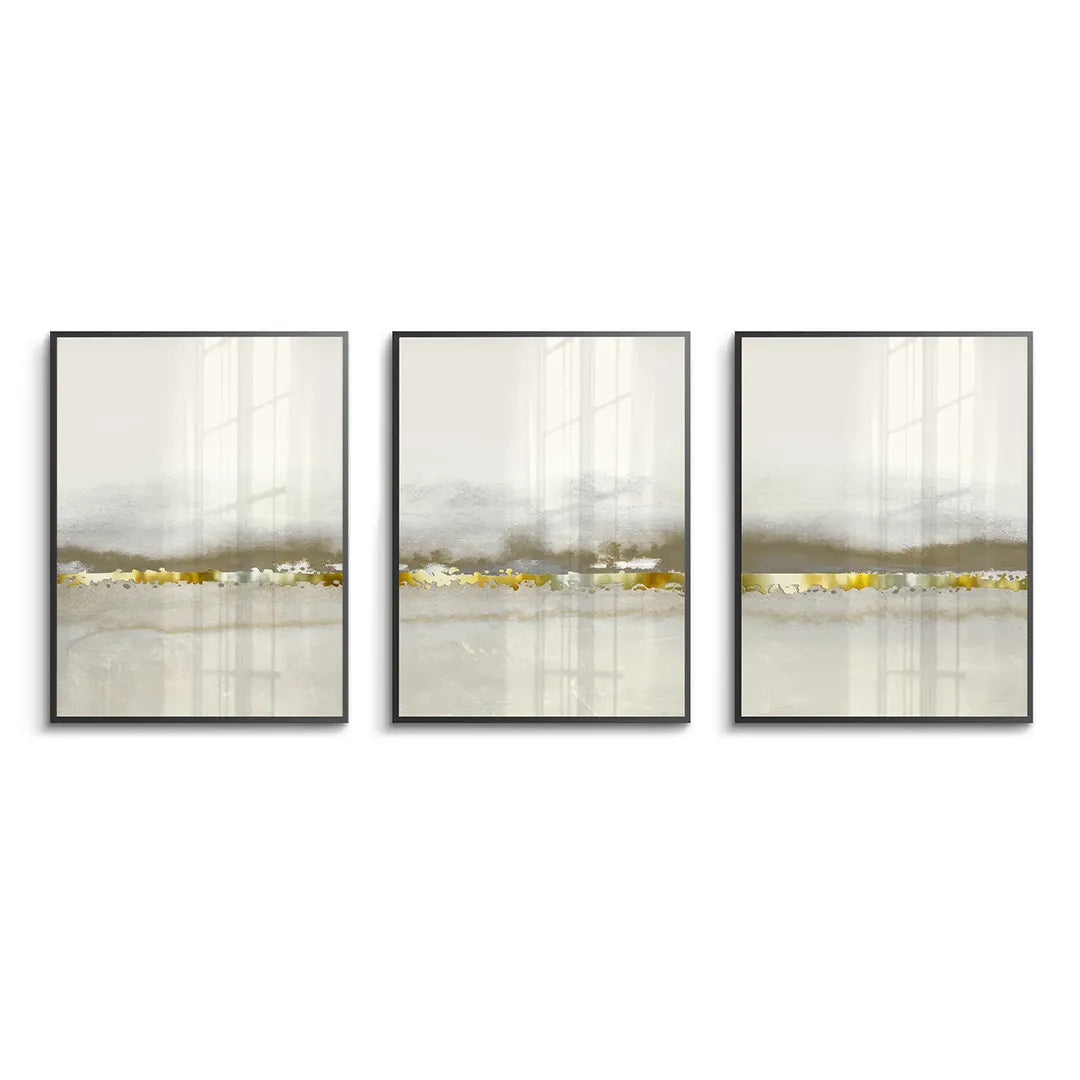 Golden Horizon Set of 3 - Fine Art - Jasmineart.ae
