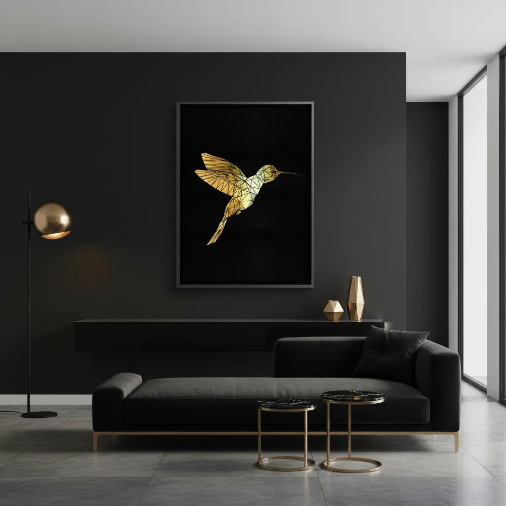Golden Hummingbird - Canvas - Jasmineart.ae