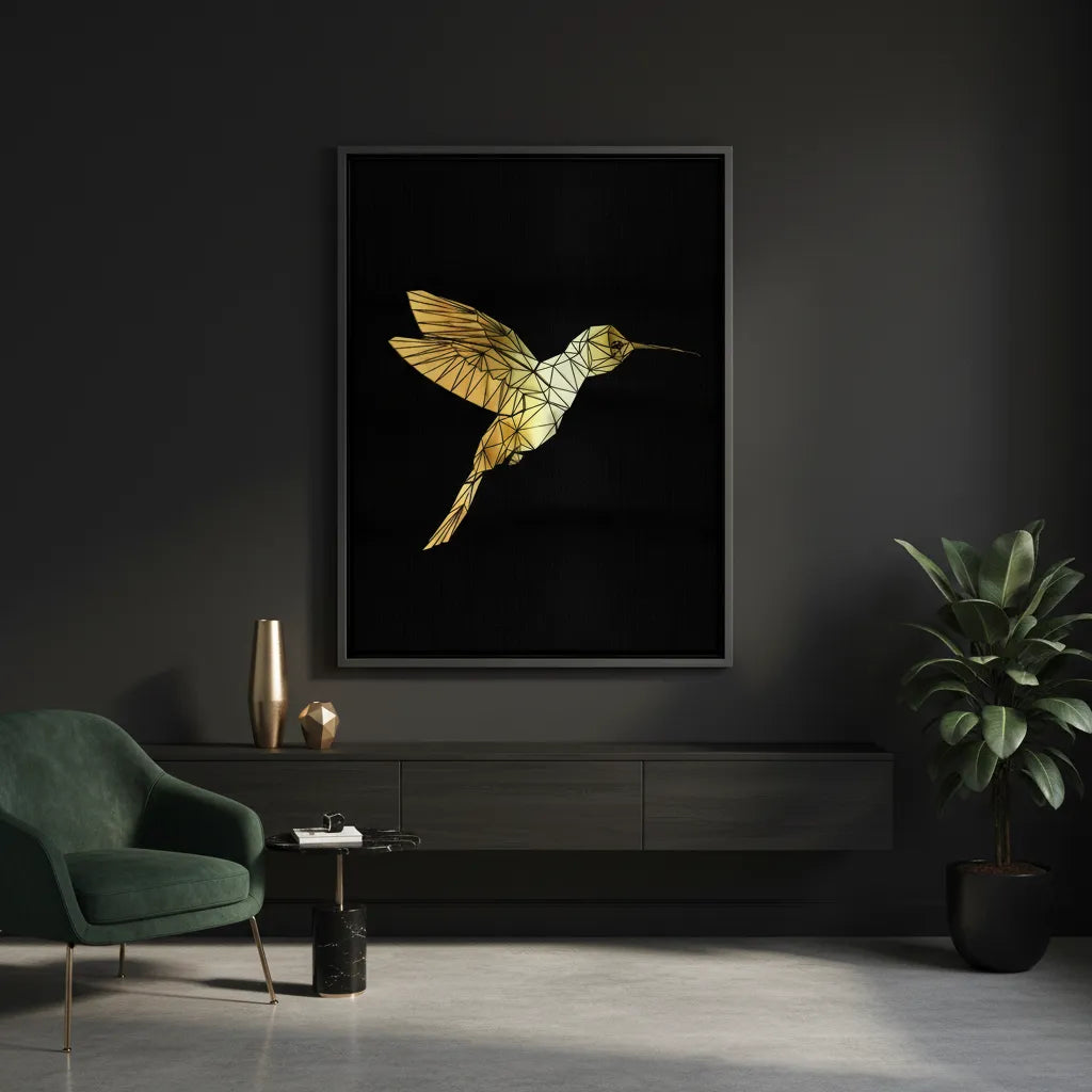 Golden Hummingbird - Canvas - Jasmineart.ae