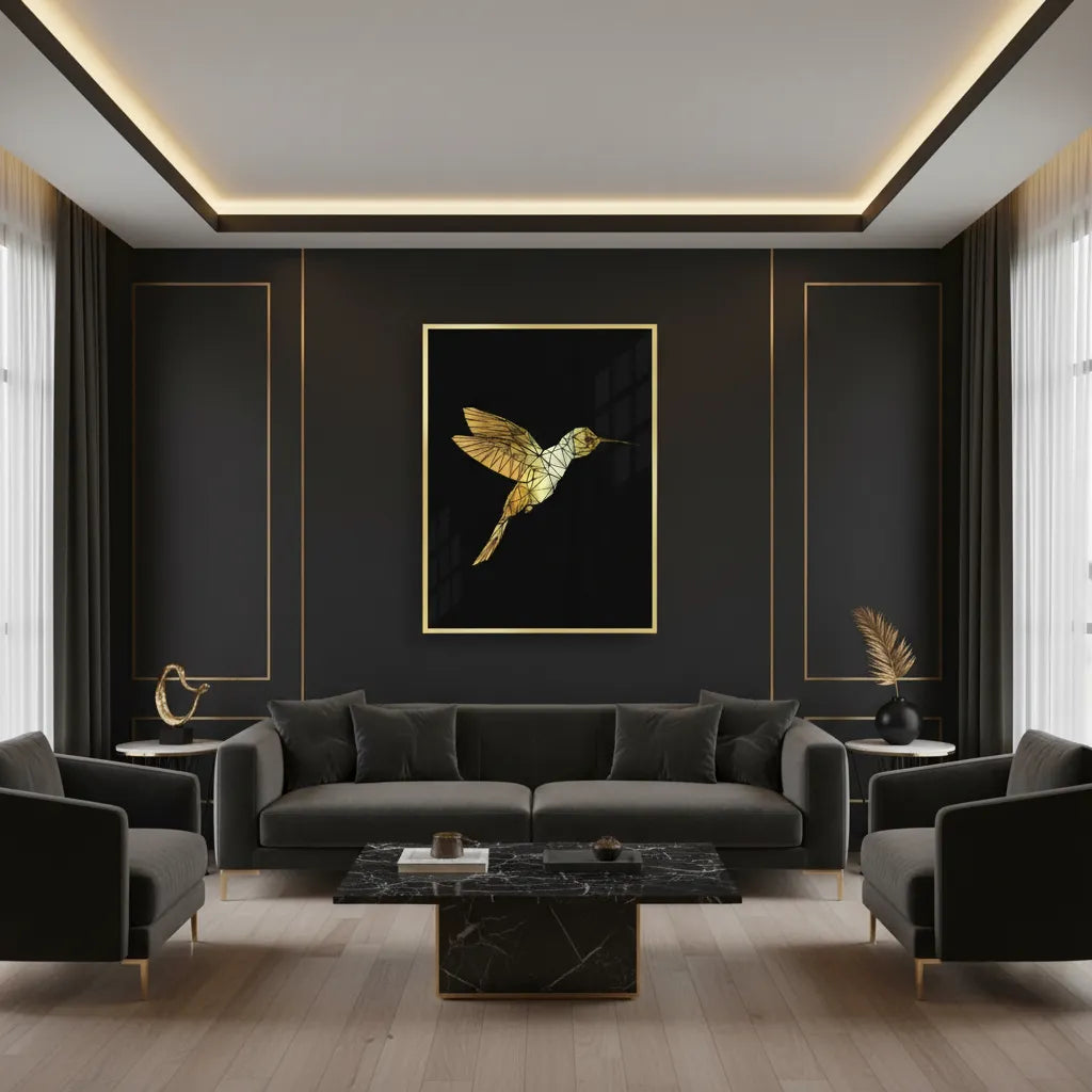 Golden Hummingbird - Fine Art - Jasmineart.ae