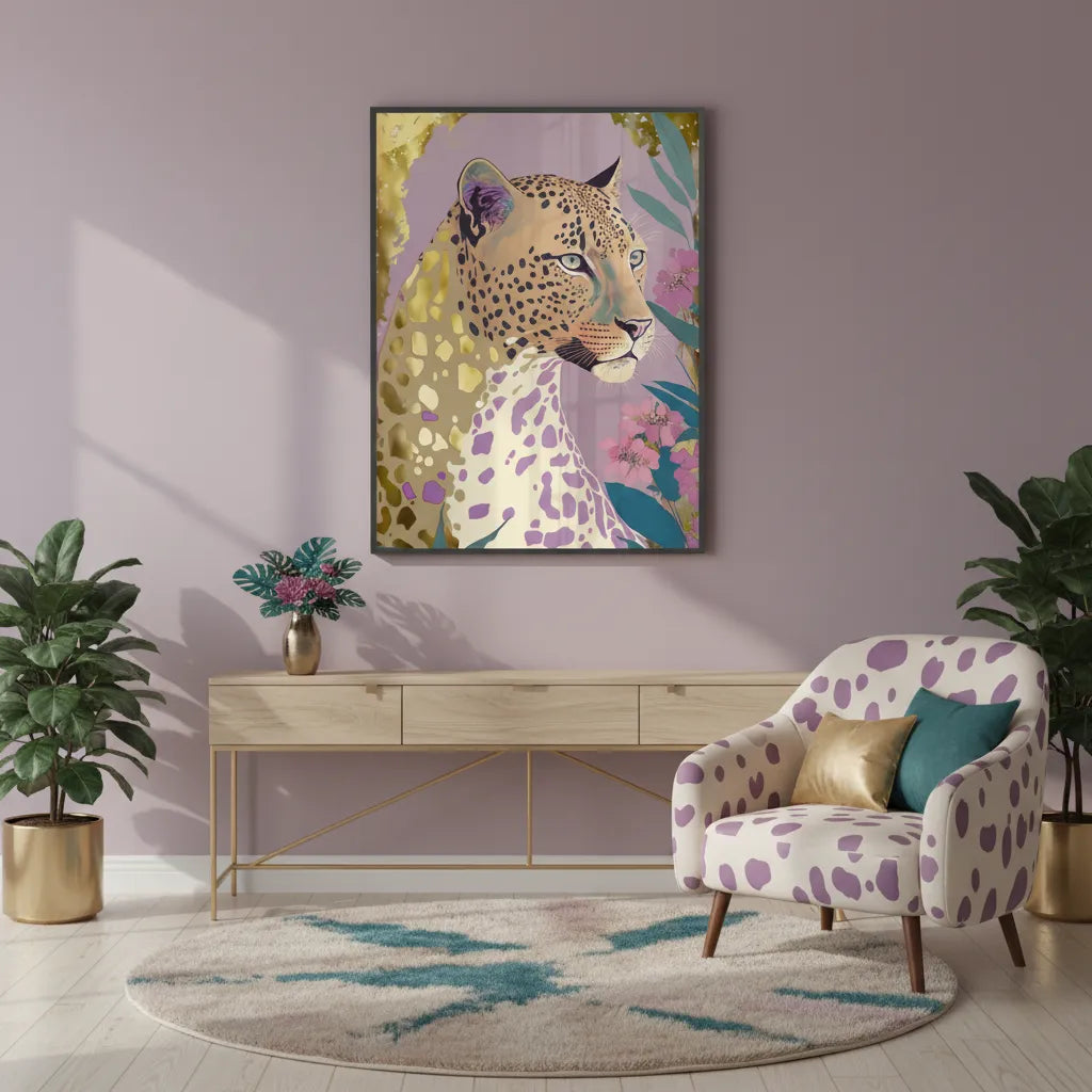 Golden Leopard - Fine Art - Jasmineart.ae