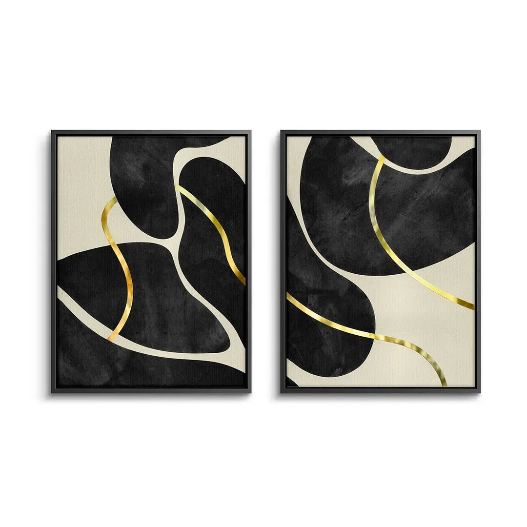 Golden Meander Set of 2 - Canvas - Jasmineart.ae
