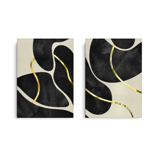 Golden Meander Set of 2 - Canvas