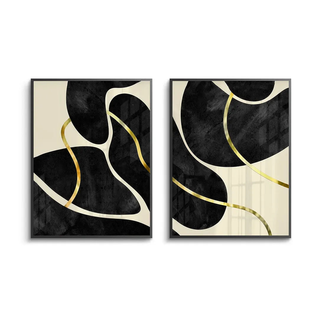 2Golden Meander Set of 2 - Fine Art