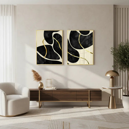 Golden Meander Set of 2 - Fine Art