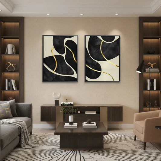 Golden Meander Set of 2 - Canvas