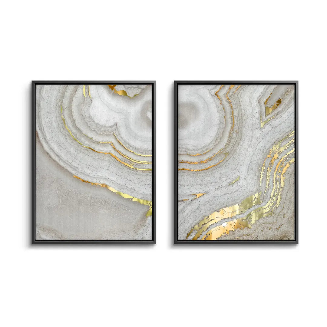 Golden Mineral Set of 2 - Canvas - Jasmineart.ae