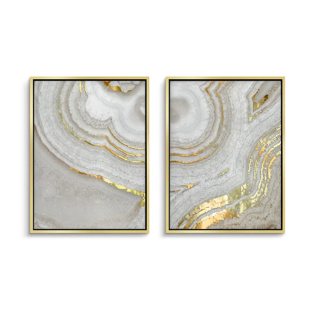 Golden Mineral Set of 2 - Canvas - Jasmineart.ae