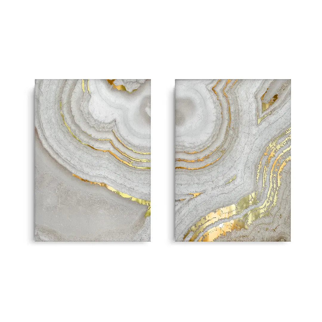 Golden Mineral Set of 2 - Canvas - Jasmineart.ae