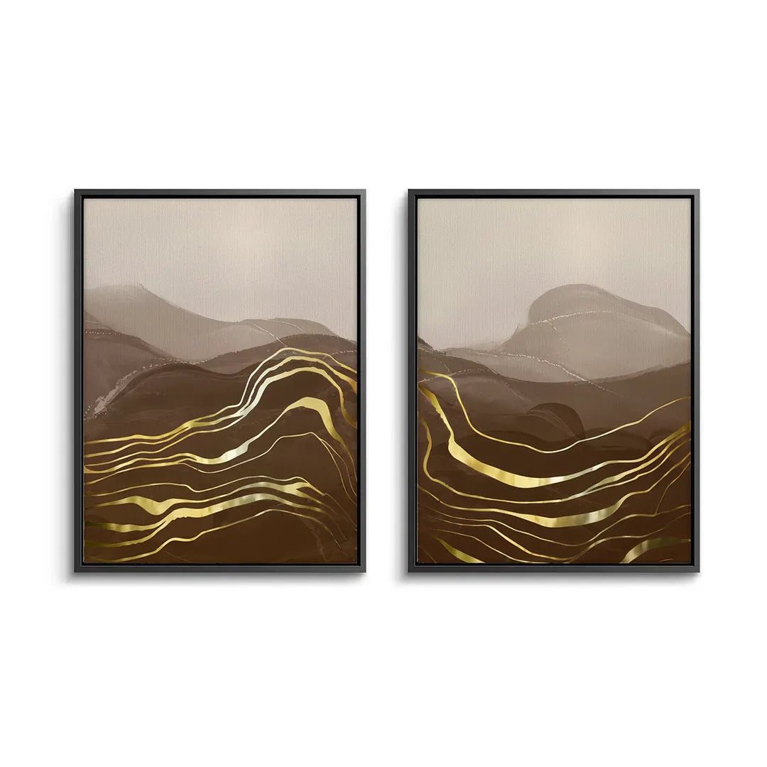 Golden River Set of 2 - Canvas - Jasmineart.ae
