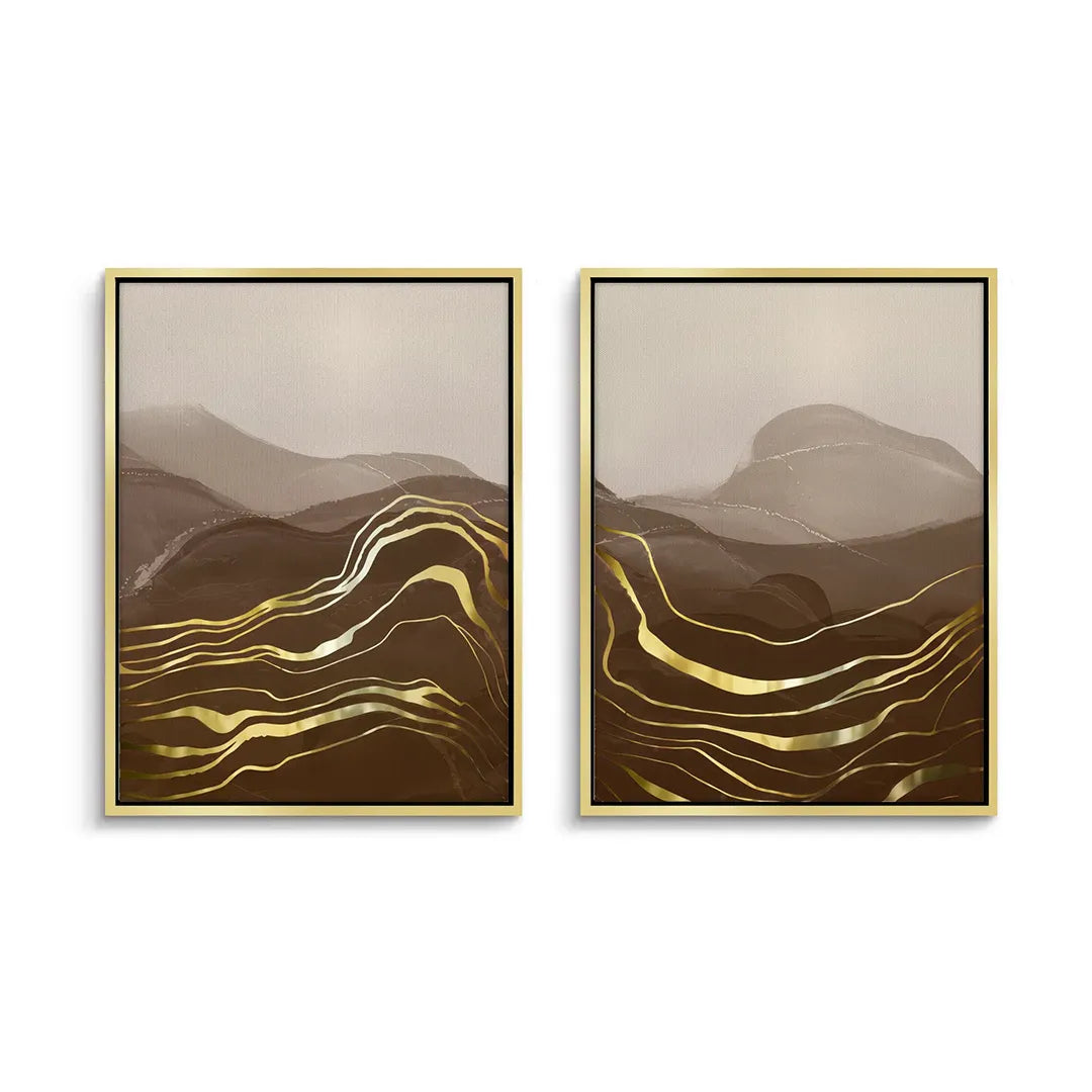 Golden River Set of 2 - Canvas - Jasmineart.ae