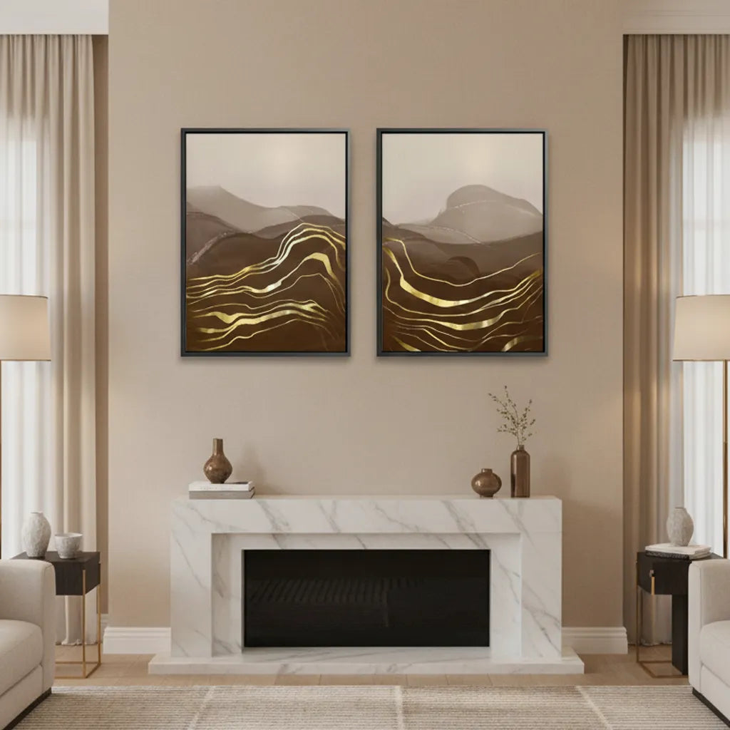 Golden River Set of 2 - Canvas - Jasmineart.ae