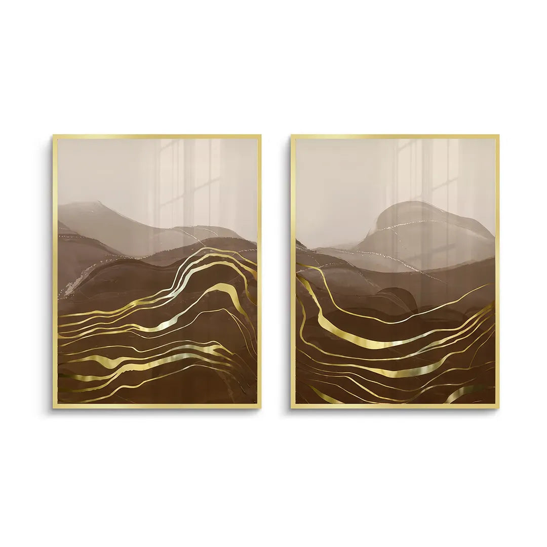 Golden River Set of 2 - Fine Art - Jasmineart.ae