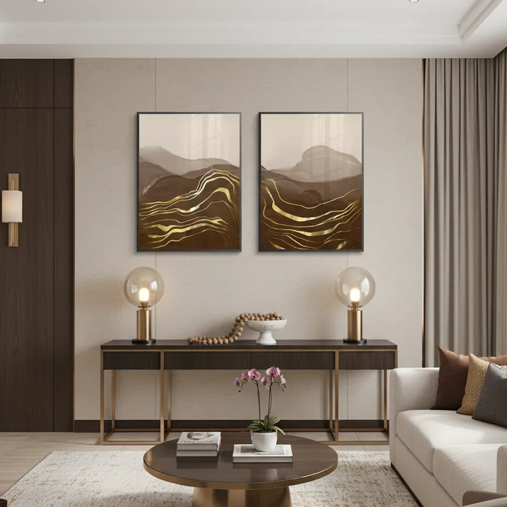Golden River Set of 2 - Fine Art - Jasmineart.ae