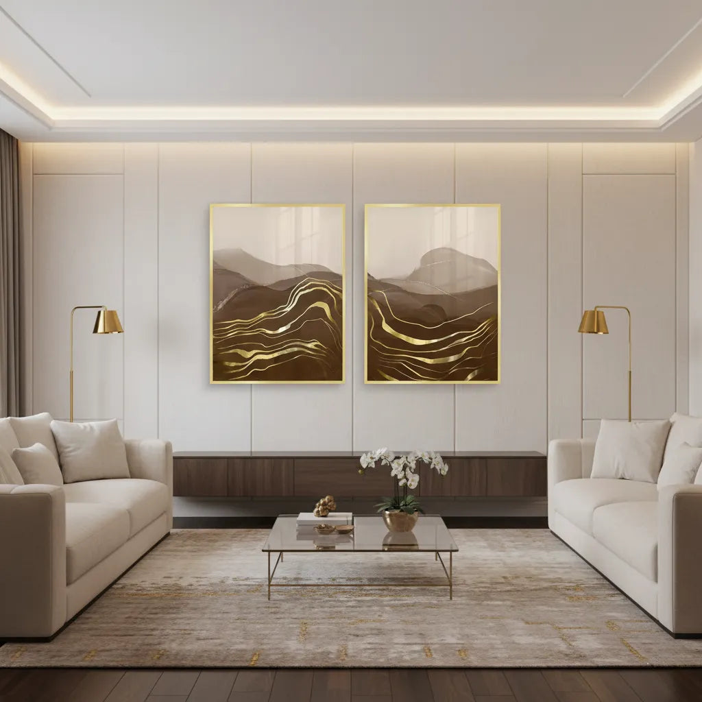 Golden River Set of 2 - Fine Art - Jasmineart.ae