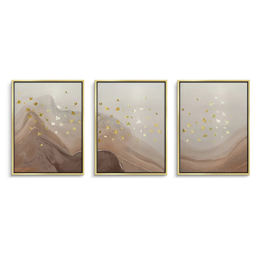 Golden Ascent Set of 3 - Canvas - Jasmineart.ae