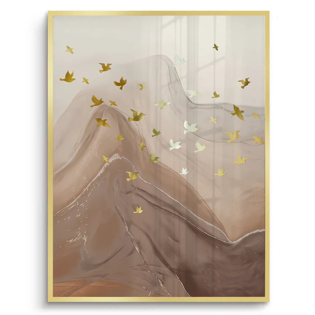 Golden Ascent Set of 3 - Fine Art - Jasmineart.ae