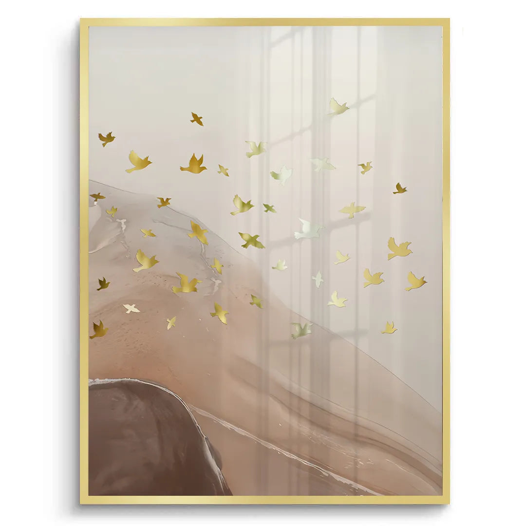 Golden Ascent Set of 3 - Fine Art - Jasmineart.ae