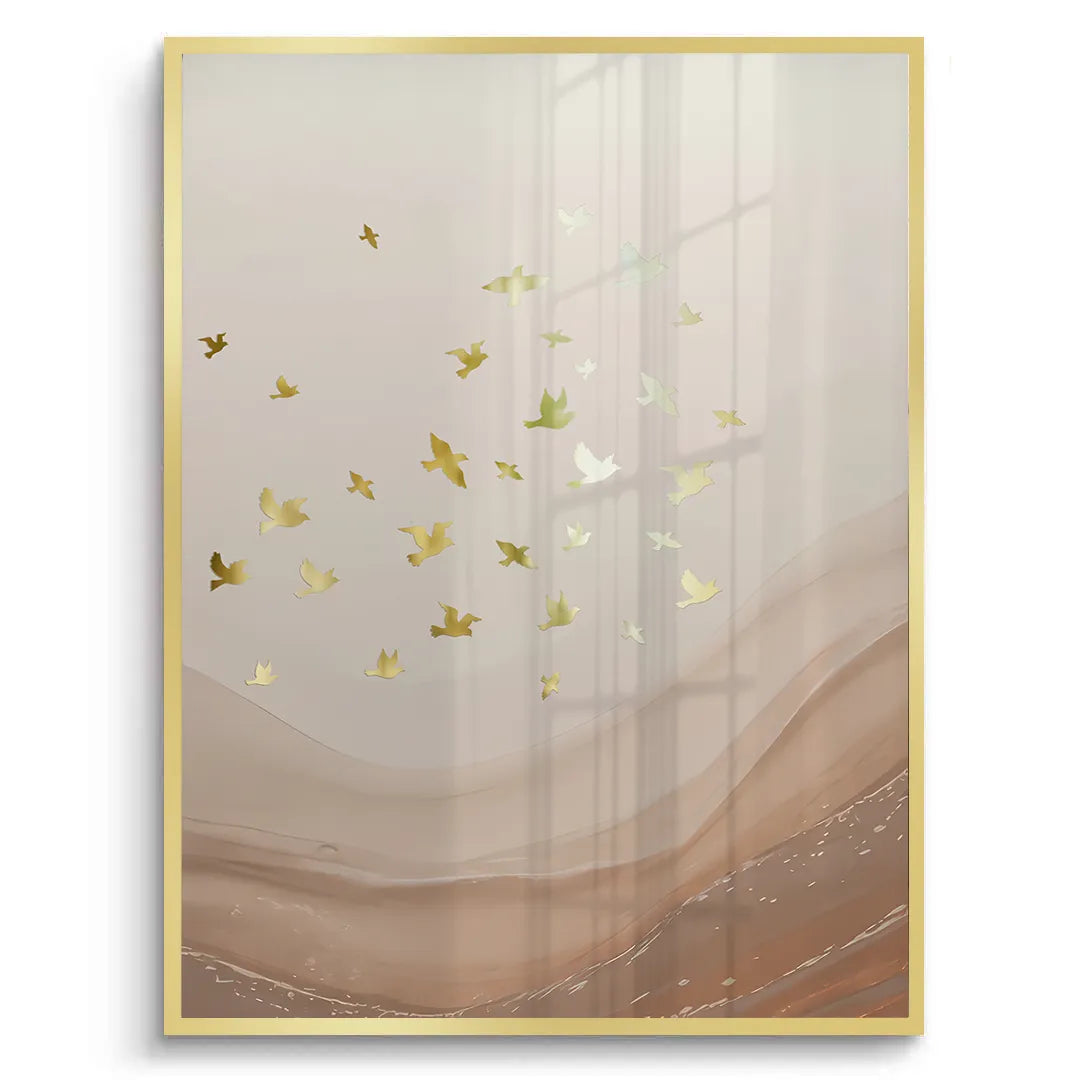 Golden Ascent Set of 3 - Fine Art - Jasmineart.ae