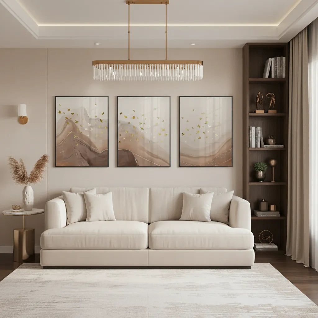 Golden Ascent Set of 3 - Fine Art - Jasmineart.ae