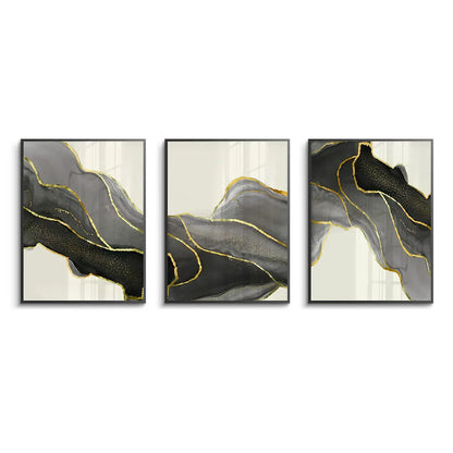 golden-veins-set-of-3 - Fine Art