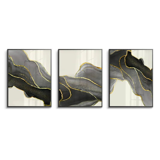 golden-veins-set-of-3 - Fine Art