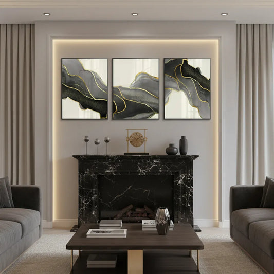 golden-veins-set-of-3 - Fine Art