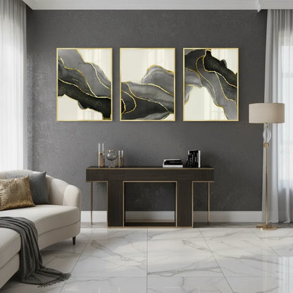 golden-veins-set-of-3 - Fine Art