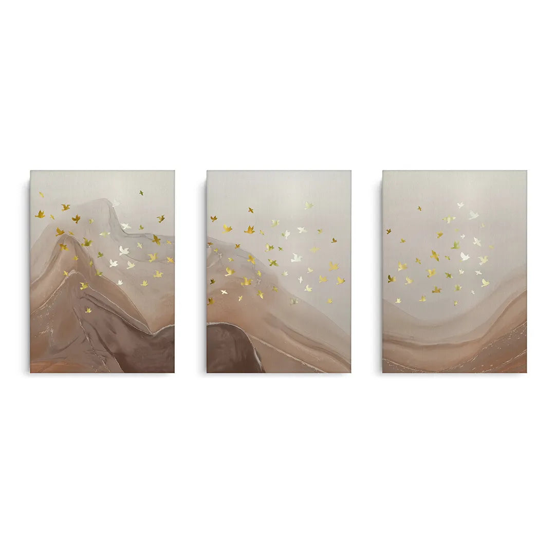 Golden Ascent Set of 3 - Canvas - Jasmineart.ae
