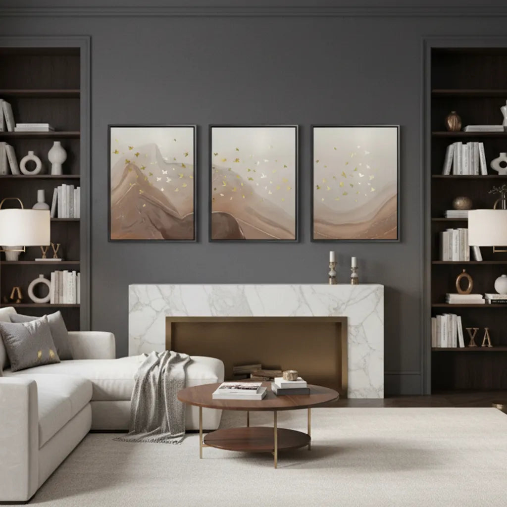 Golden Ascent Set of 3 - Canvas - Jasmineart.ae