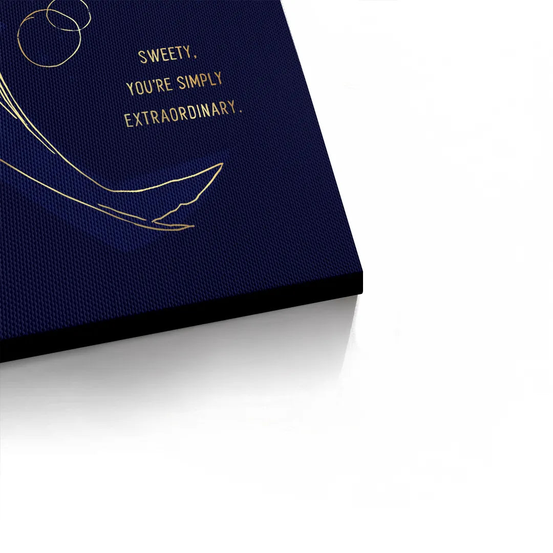 2Golden Whale Line Art - Canvas