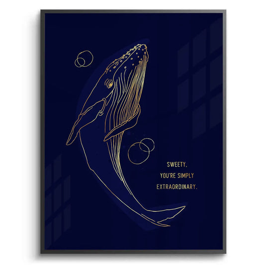 Golden Whale Line Art - Fine Art