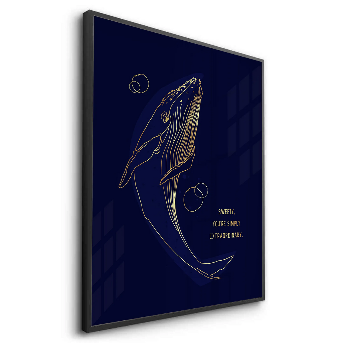 Golden Whale Line Art - Fine Art - Jasmineart.ae