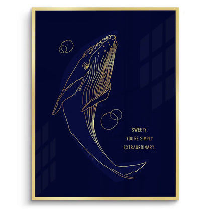 Golden Whale Line Art - Fine Art