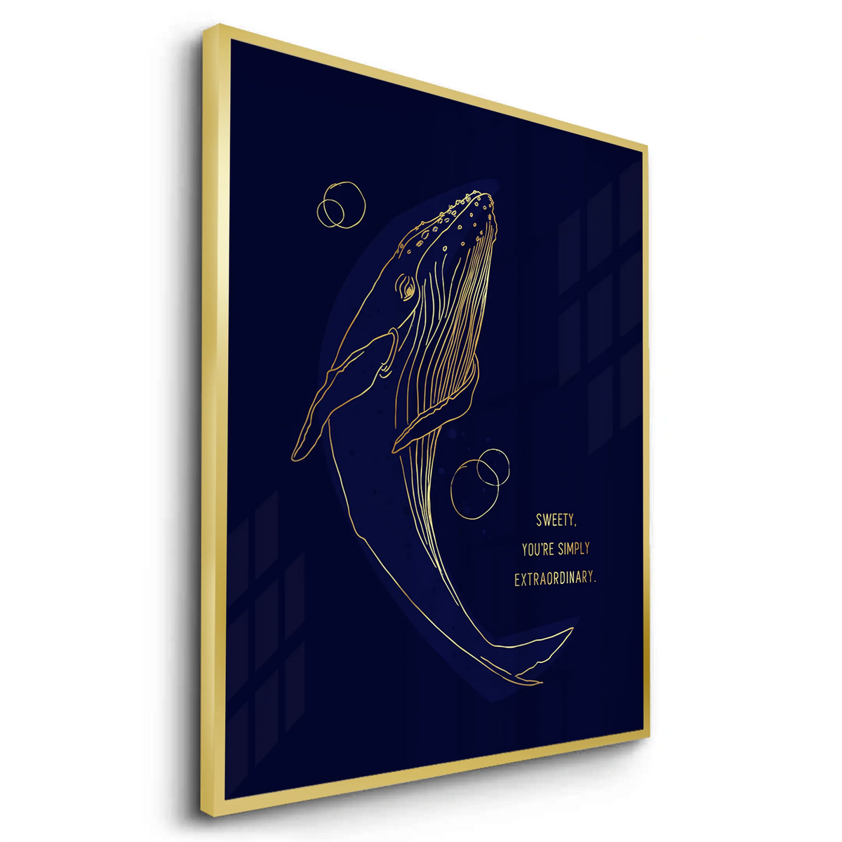 Golden Whale Line Art - Fine Art - Jasmineart.ae